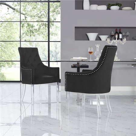 POSH LIVING Posh Living Colton Velvet Acrylic Leg Dining Chair Set of 2 - Black DC53-02BK2-UE